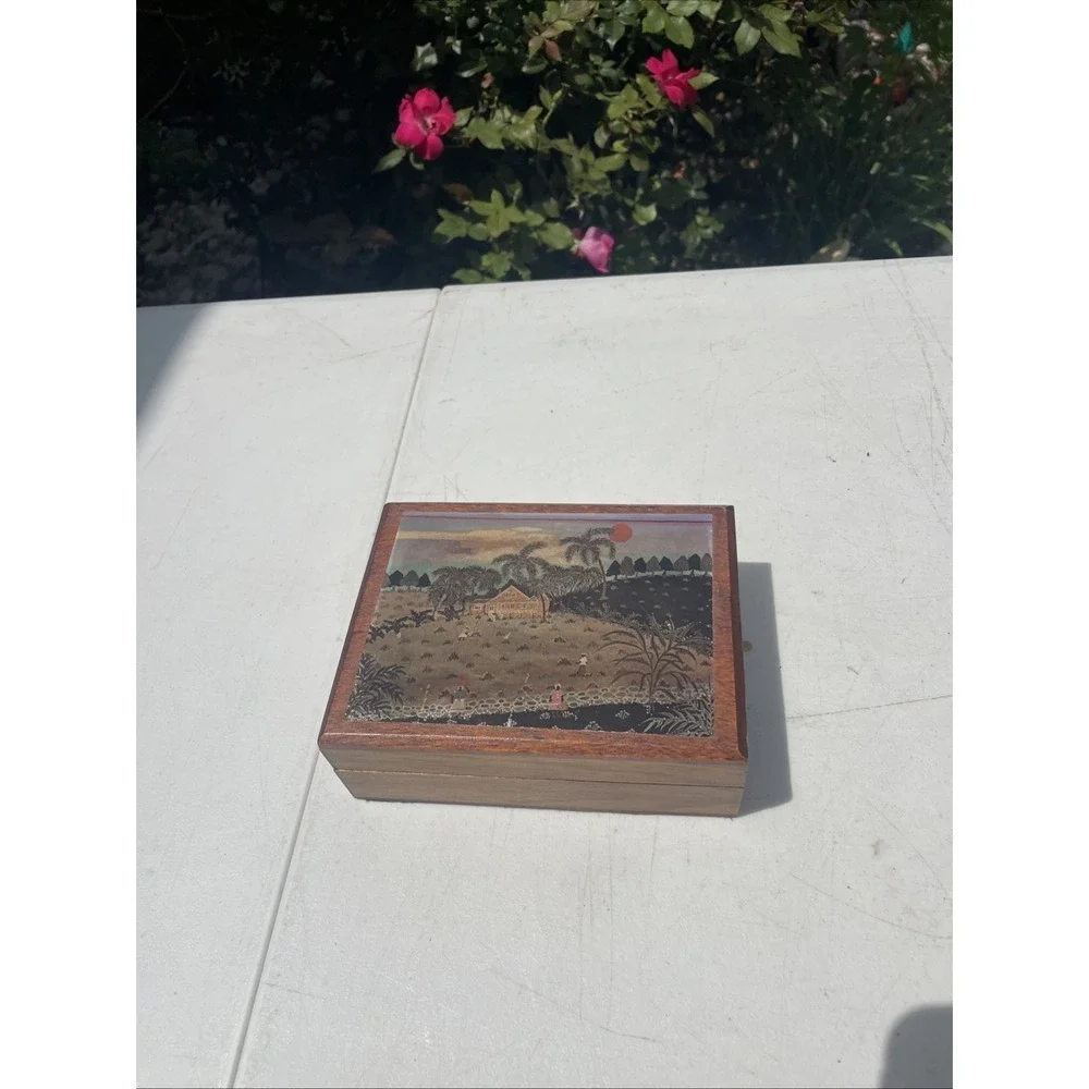 Vintage Annabella Box by Eve Foster Jamaica Folk Art Wood Trinket Box Excellent